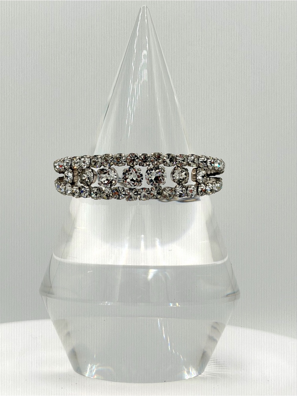 Vintage SCHOFFEL Austria Crystal Brilliant Rhinestone Cuff Bracelet Safety Chain